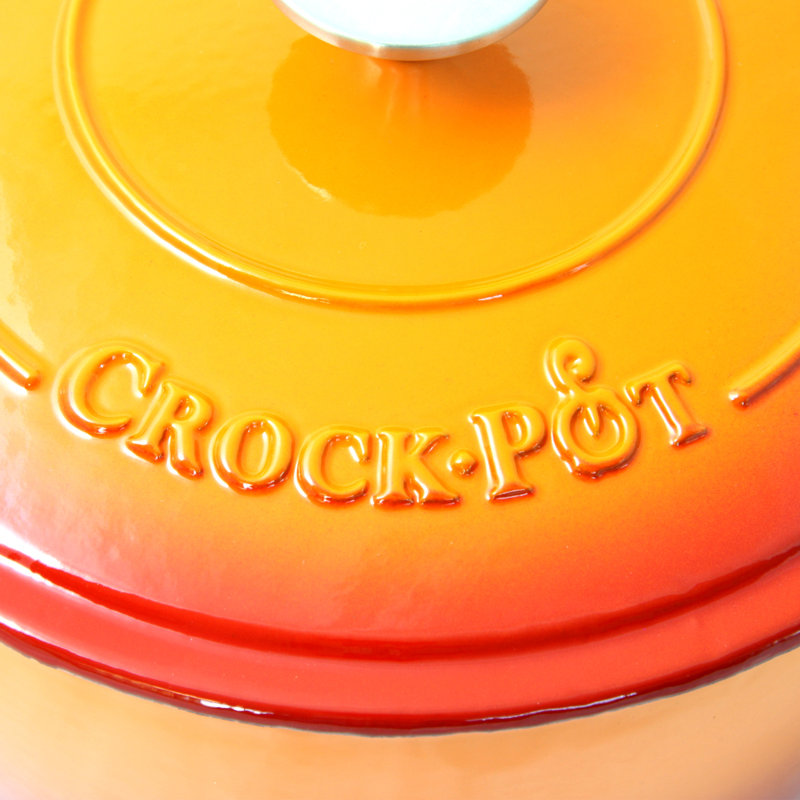 Cocotte ronde artisanale en fonte antiadhésive Crock-pot, 5 pte, Orange coucher de soleil