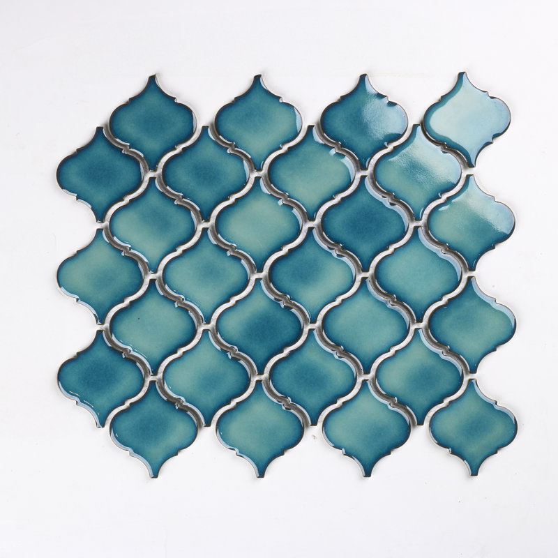 Perfection 2.6" X 2.4" Porcelain Arabesque Mosaic Tile, Teal