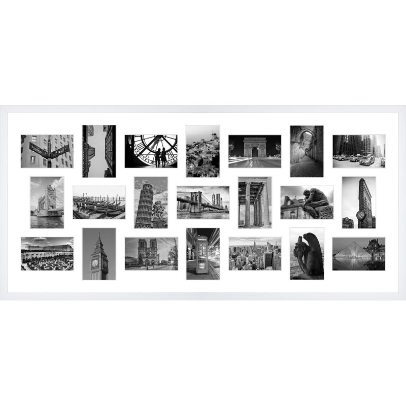 Adar Wood Picture Frame with Mat, White