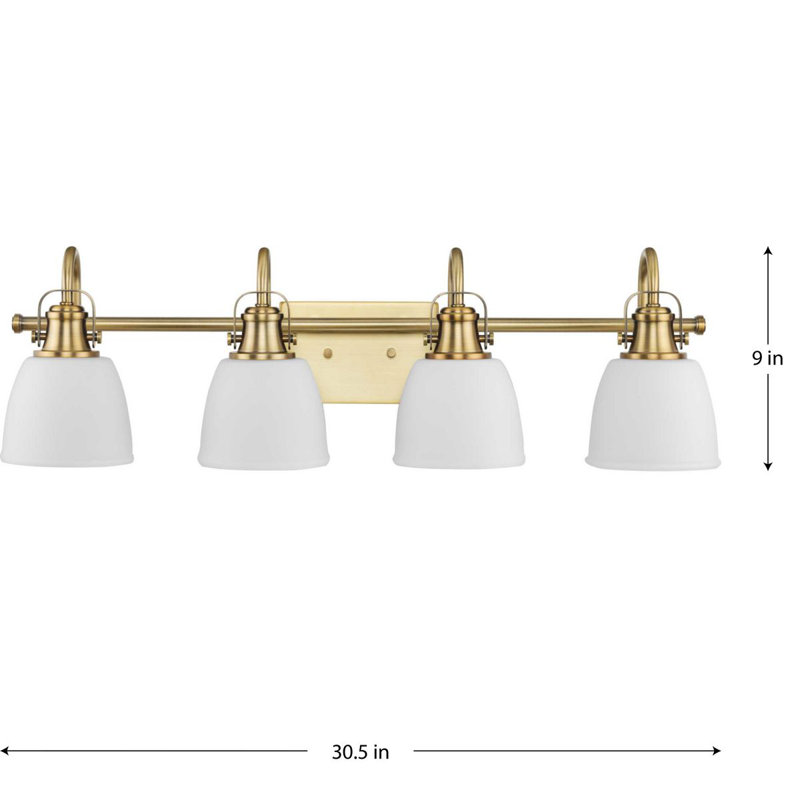 4 - Light Dimmable Vanity Light, Vintage Brass