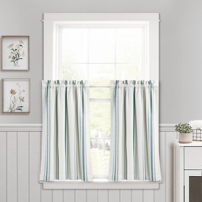 Farmhouse Stripe Striped Ruffled Window Valance