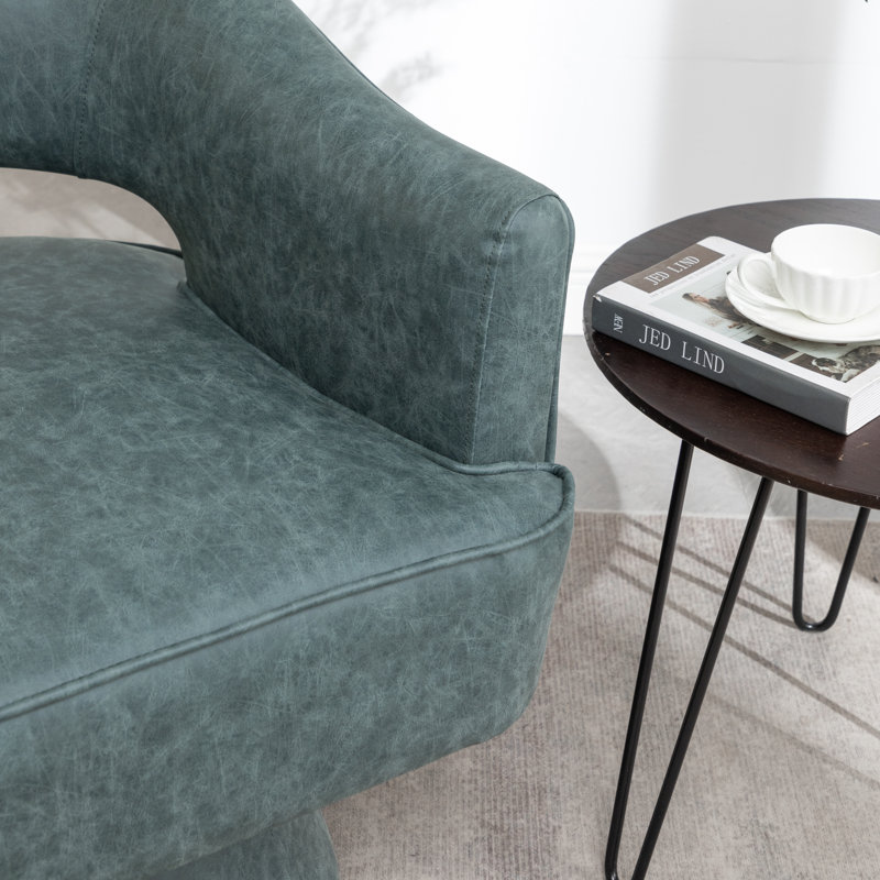 Fauteuil demi-tonneau pivotant de 28 po Kenzlee, Polyester bleu