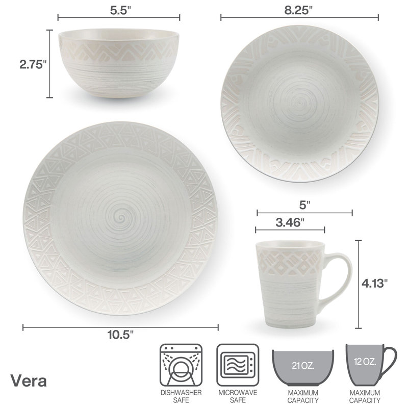 Pfaltzgraff Vera 16-Piece Stoneware Dinnerware Set, Service for 4