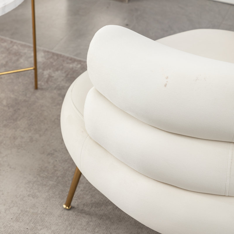 Fauteuil demi-tonneau l 30 po Demetrius, Velours beige