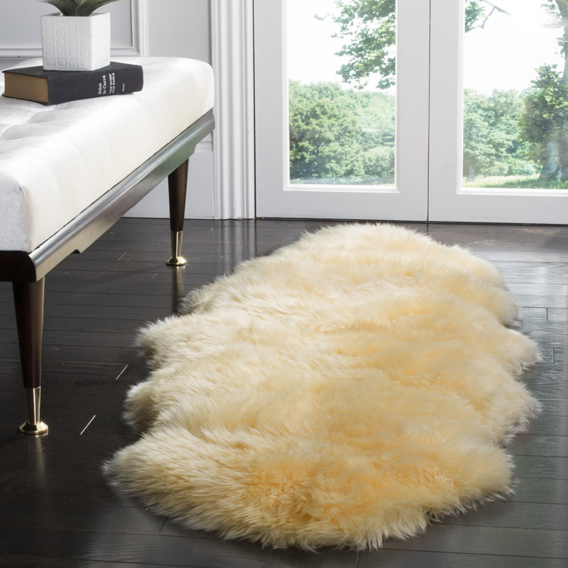 Tapis en peau de mouton champagne 121, Tapis de couloir 2 pi x 6 pi