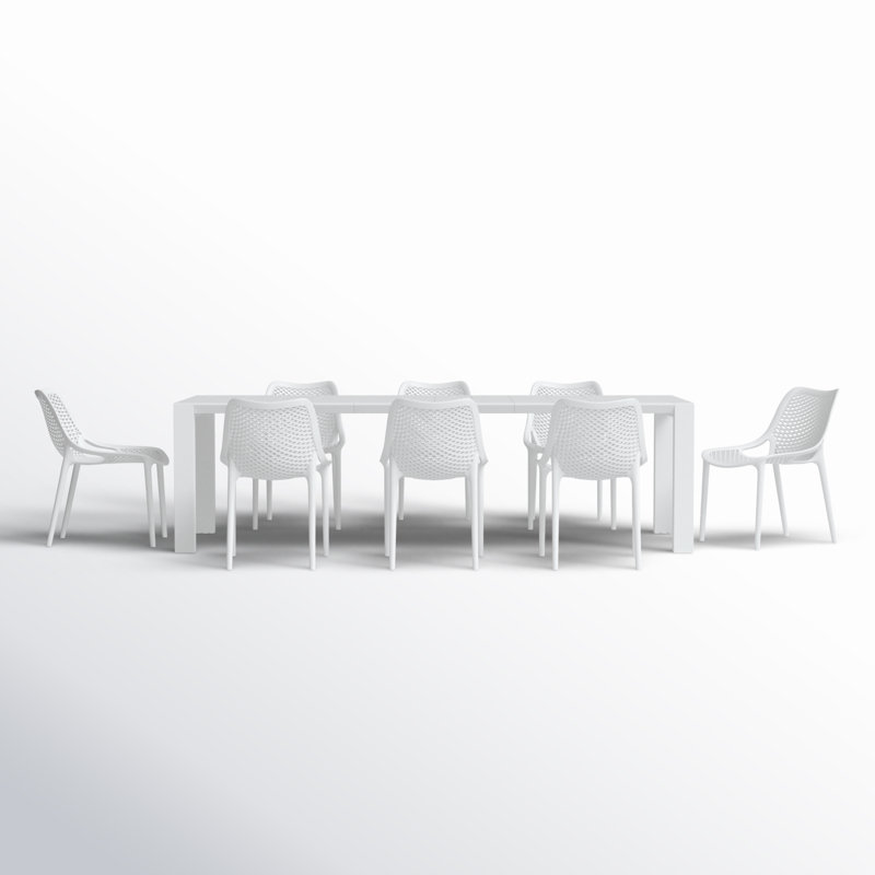 Farrah Rectangular 8 - Person 102"-118" Long Dining Set, White