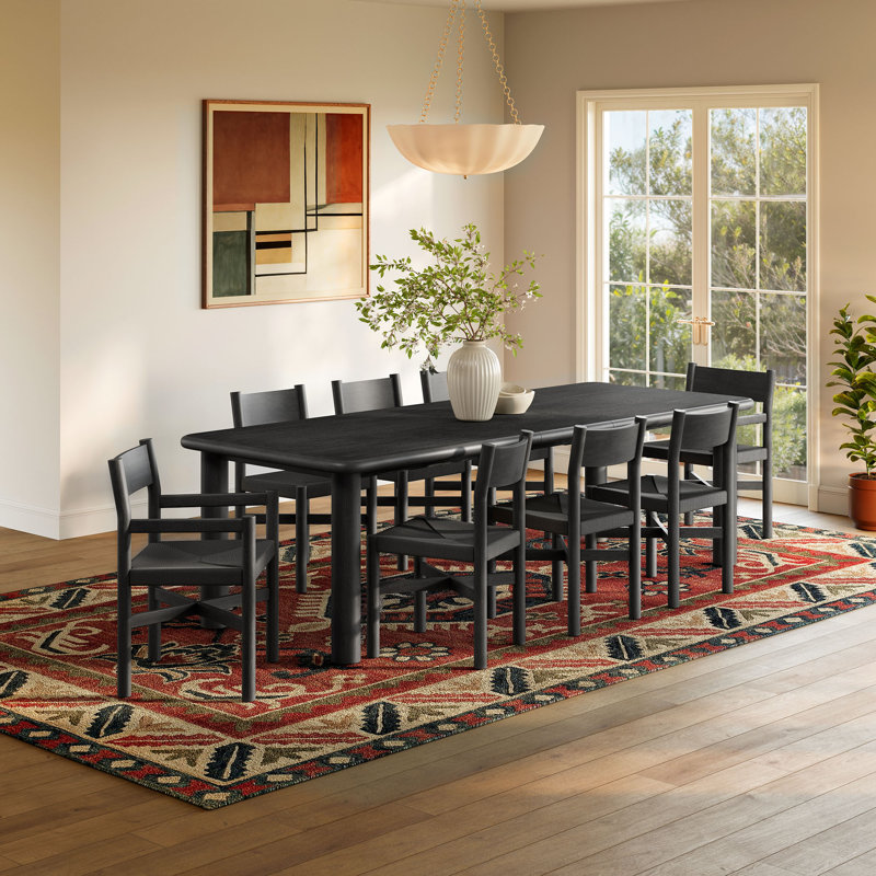 Ensemble de table et chaises de salle à manger extensible en bois de chêne 9 pièces Alvia