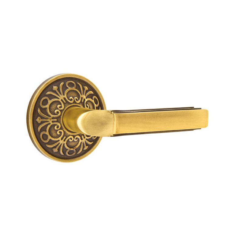 Poignée de porte avec rosette Milano Passage (Hall & Closet), Gauche, Laiton antique français