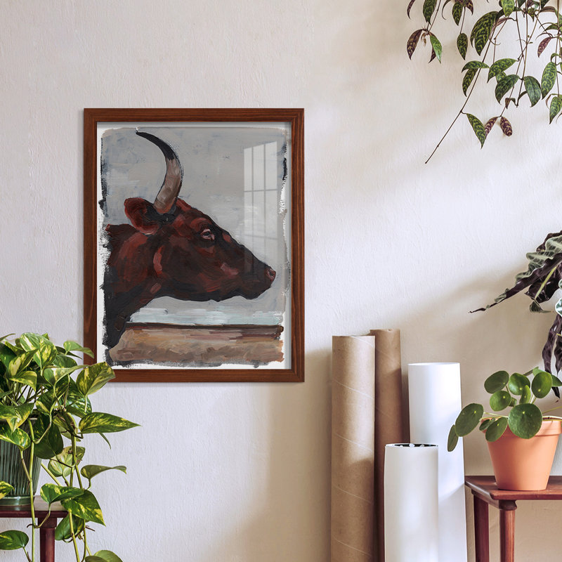 Antiono C bestles II encadré sur papier, H 15 po x l 12 po x P 1 po, Châtaigne