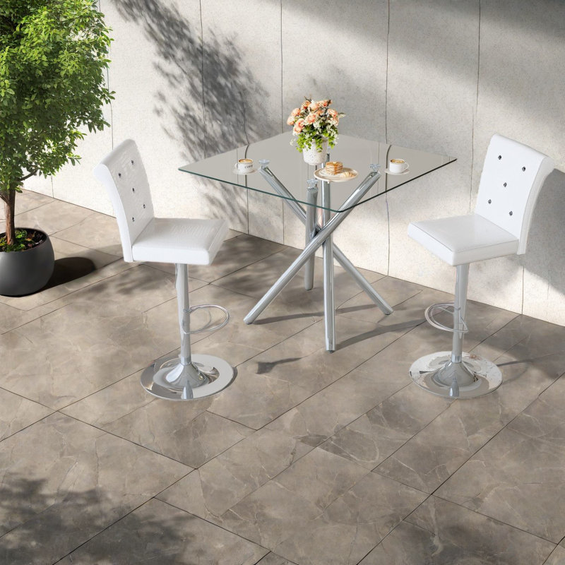 Ensembles de barre de patio réglables modernes, conception en métal chromé, compact pour bar à domicile