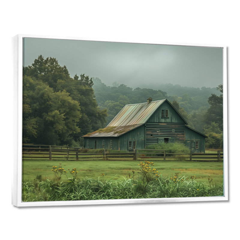 Hans - reproduction d'art mural de grange, H 16 po x l 32 po x P 1 po, Toile encadrée flottée blanche