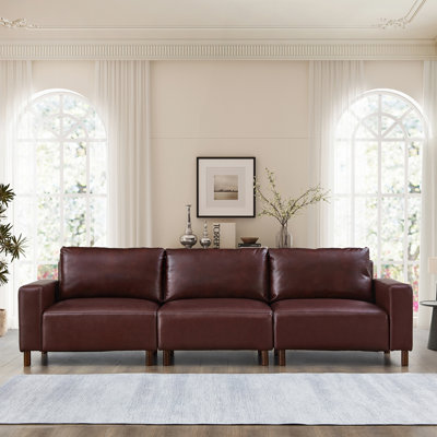 112" Luxury PU Leather Sofa
