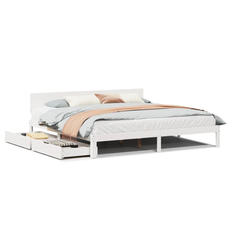 Storage Bed, White, 200 x 200cm
