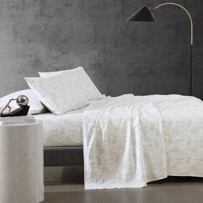 Kenneth Cole Chill Bonus Sheet Set, Beige, Queen Sheet Set with 4 Standard Pillowcases