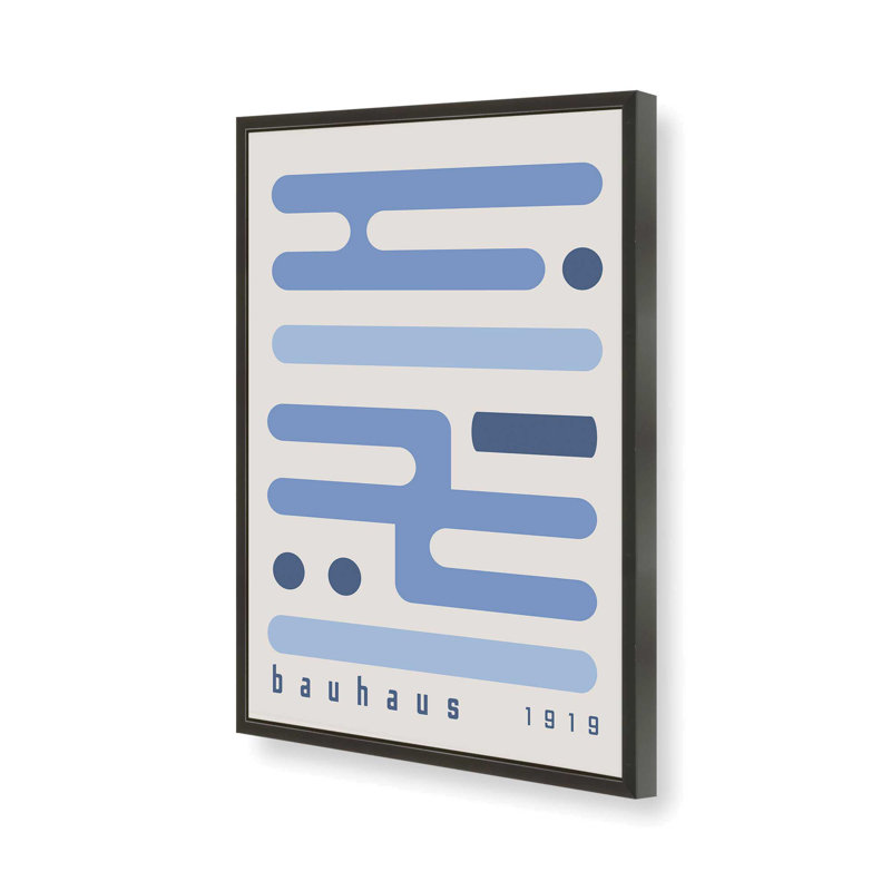 Blue Bauhaus Minimalist Circuitry I Print dans un cadre, H 17 po x l 13 po x P 1,25 po, Noir satiné