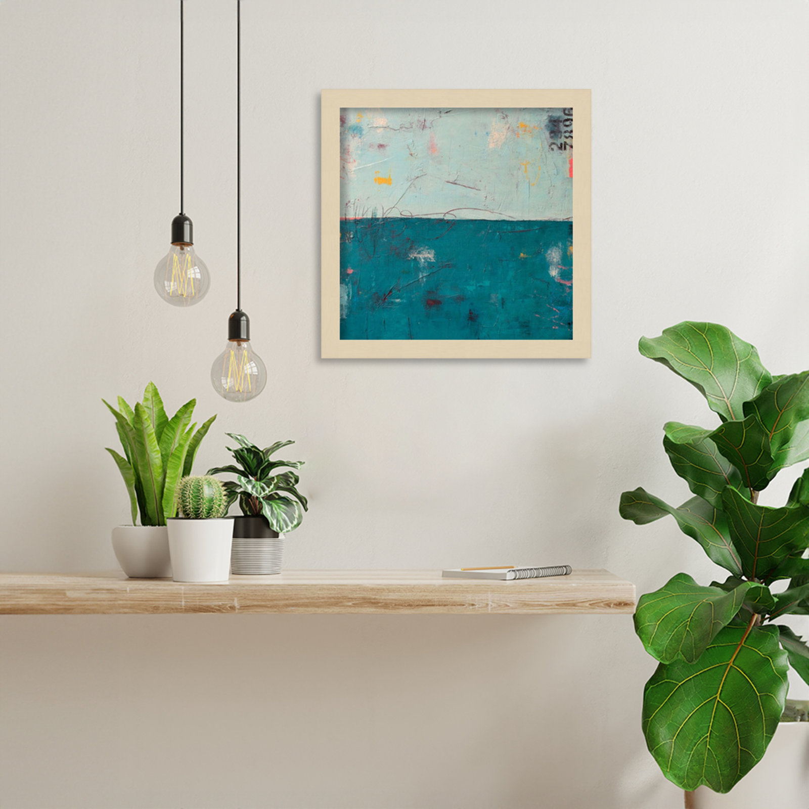 Blue Bay Hideaway Print by Erin Ashley, Brown, 13" H x 13" W