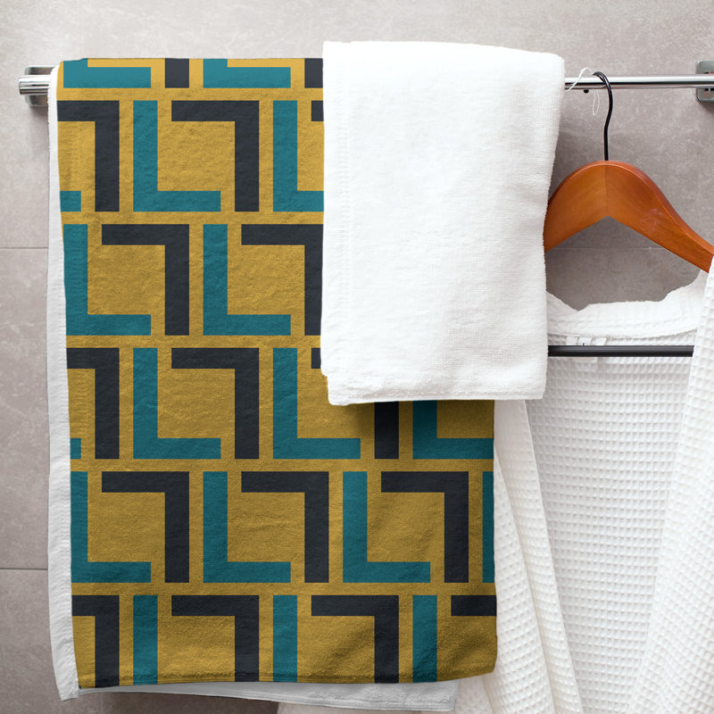 Serviette de bain, Gold/Teal/Black