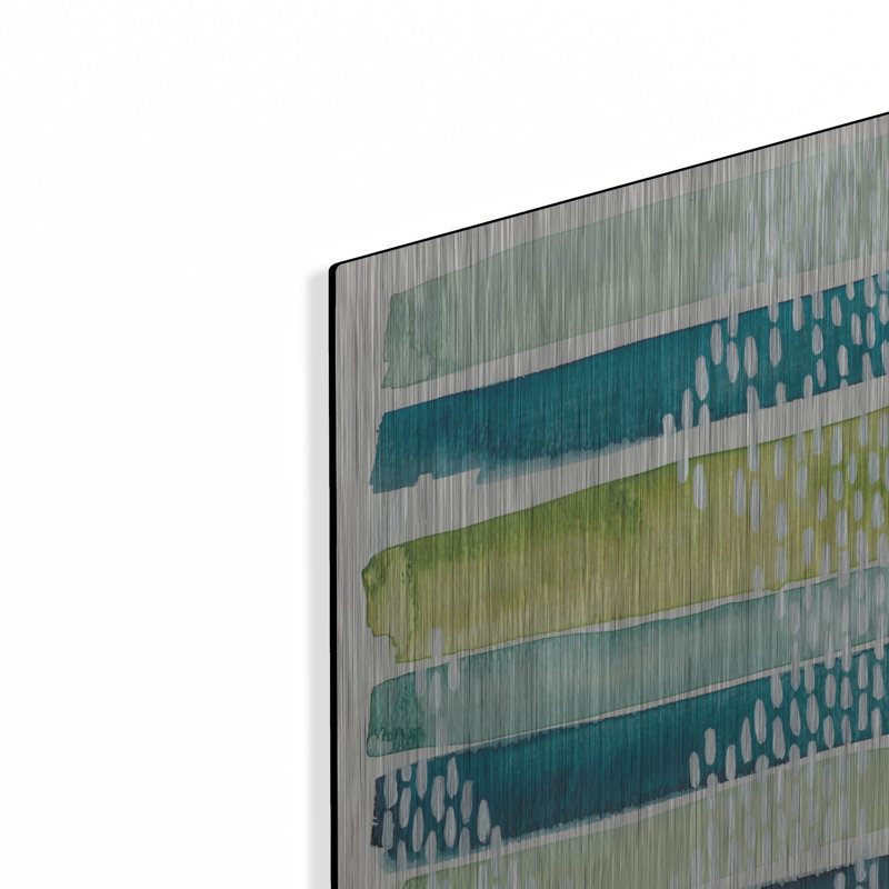 «Aqua Streak I» par Grace Popp, verre d'art mural en métal, H 16 po x l 12 po