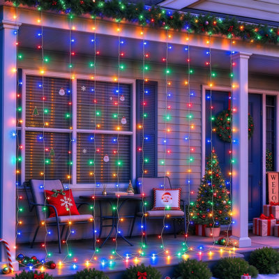 RGB LED Curtain Lights, 3m×3m 300 LED USB Powered Fairy Curtain String Lights with 13 Keys Remote Control, Color Changing Window Curtain Lights for Bedroom, Wedding, Party, Christmas Decorations