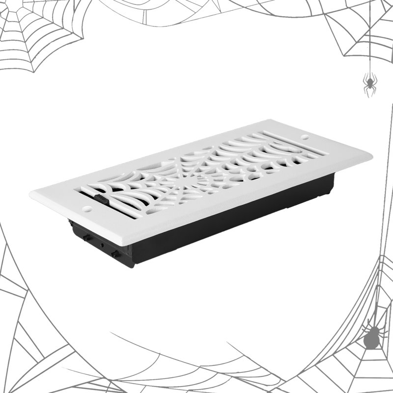 Évent de 4 po x 14 po Spooky Gothic (taille de la façade totale: 5 1/2 po x 15 3/4 po), Blanc thermolaqué