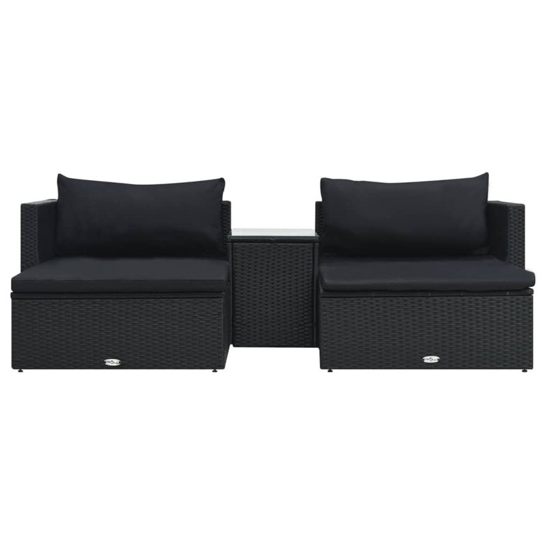 Aliani 5 Piece Lounge Chair with Cushions, Black, Black