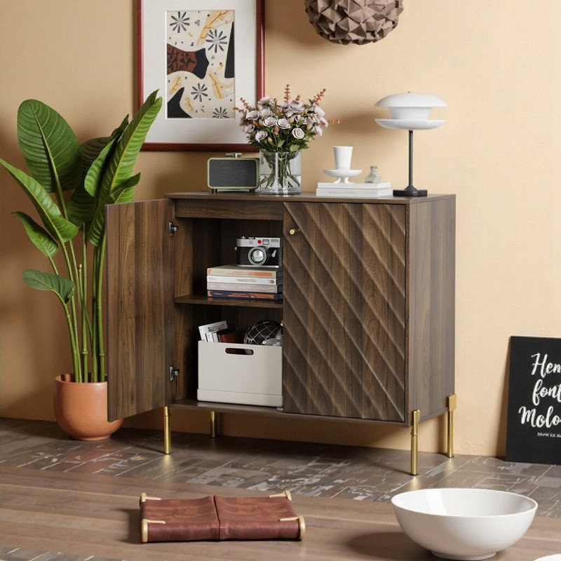 31.5" Mid-Century Modern Sideboard Buffet Cabinet W/Storage, Adjustable Shelves