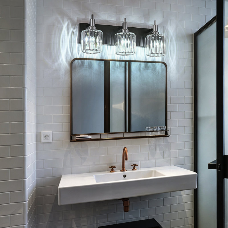 Taevion Dimmable Vanity Light, 3 Lights, Black/Chrome