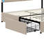 Double Bed Frame With 4 Drawers, Upholstered Platform Bed With Adjustable Headboard And LED, 200cm Upholstered Double Bed Frame With Sturdy Wooden Slat Support, Beige(Linen, No Mattress)-1970291611