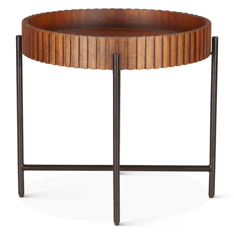 Halden Nesting Tray Tables In Matte Black, Brown