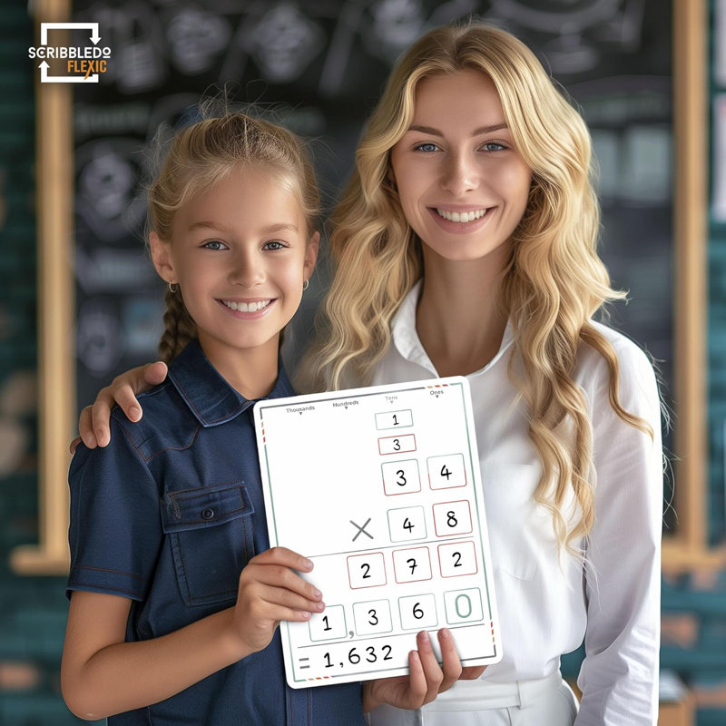 Petit tableau blanc pratique de la multiplication 9 po x 12 po Scribbledo 