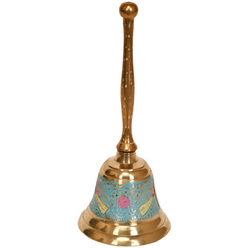 Cloche en laiton fabriquée à la main de 5 po avec émail Meenakari - cloche de méditation traditionnelle indienne, décoration spirituelle, accent coloré