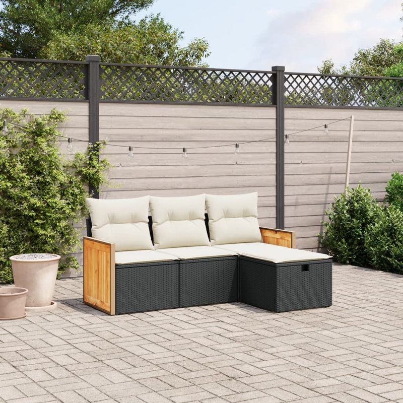 Vidaxl Garden Sofa Set Black, Cream White