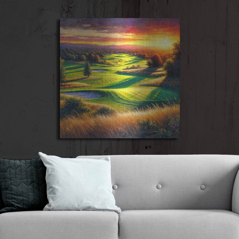  «Golf Club Landscape» par Rey Klimt, art mural en métal, H 36 po x l 36 po