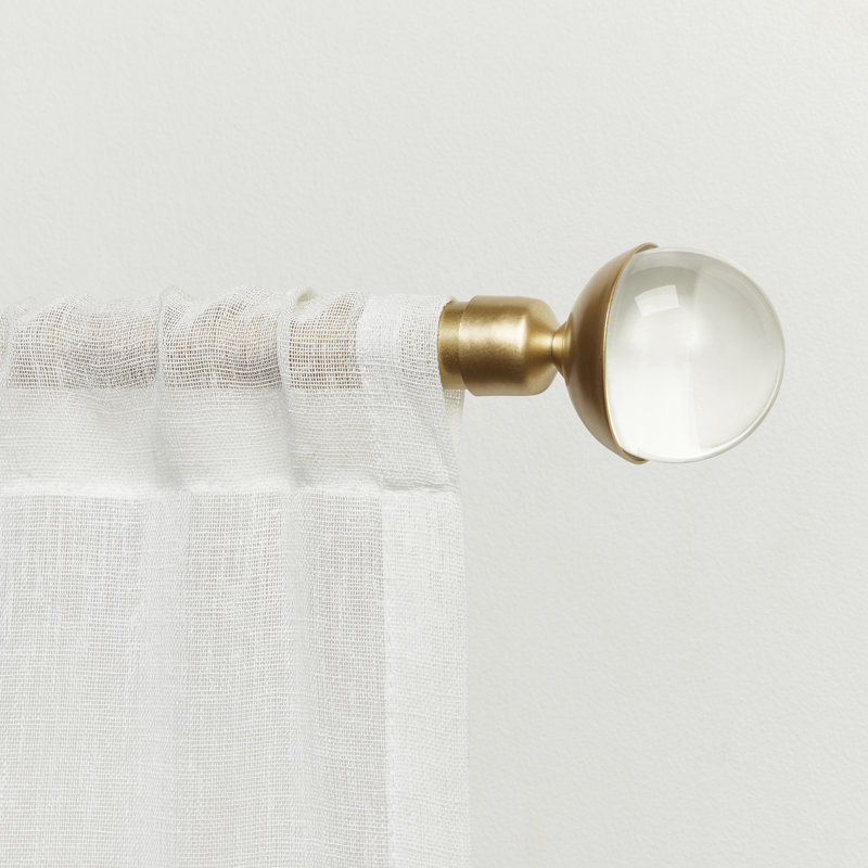 Adjustable Matte Bronze Curtain Rod with Clear Globe Finials