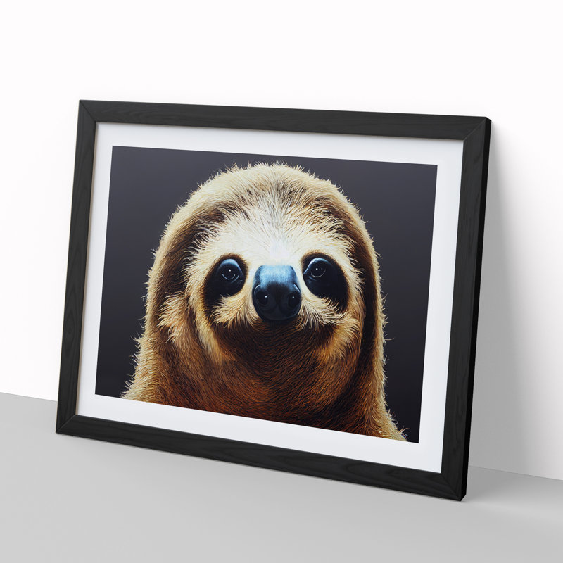 Cute Sloth - Framed Print, Black, 46cm H x 64cm W x 2cm D
