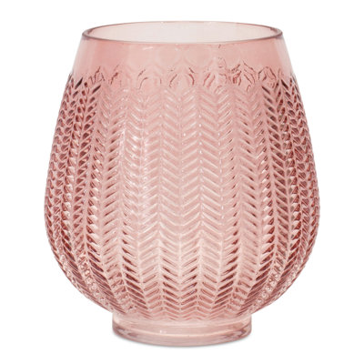 Vase de table en verre rose