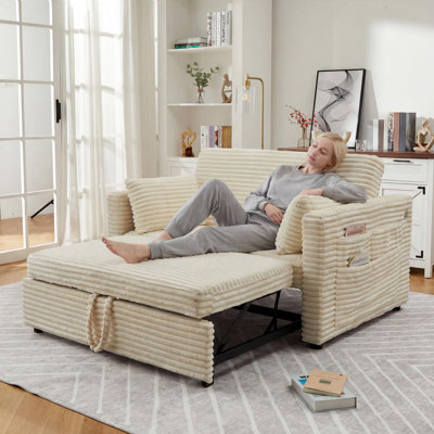 55" Pull-Out Sleeper Sofa Bed with Adjustable Back & USB