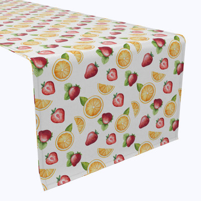 Table Runner, 100% Cotton, 16X108", Watercolor Fruit