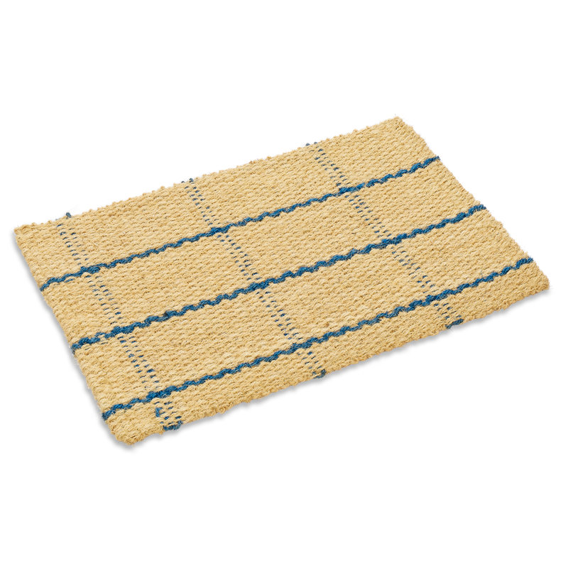 Tapis d'entrée antidérapant Kyriaki, Bleu / beige, Rectangle 4 pi x 6 pi