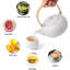 Théière en céramique 20 oz avec 4 tasses à thé, théière en porcelaine de style japonais, théière à feuilles mobiles et tasses à thé en fleurs avec poignée en bois courbé pour les femmes (blanc brillant)