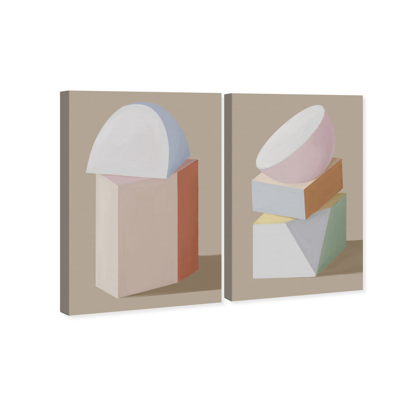 Sculptural Set Abstract Canvas Print by Oliver Gal, Black Frame, 10 x 15, 20"H x 30"W, Gallery Wrapped