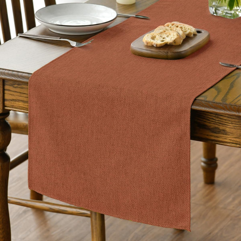 Rusty Orange Autumn Table Runner 40x180 cm | Seasonal Fall Machine Washable Kitchen Dining Table Decoration for Home Party Decor