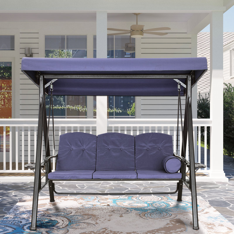Balancelle 3 personnes avec auvent réglable, Bleu marine