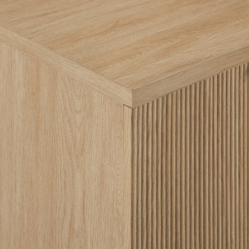 Ludlow Reeded 2-Door Accent Cabinet, Coastal Oak/Black