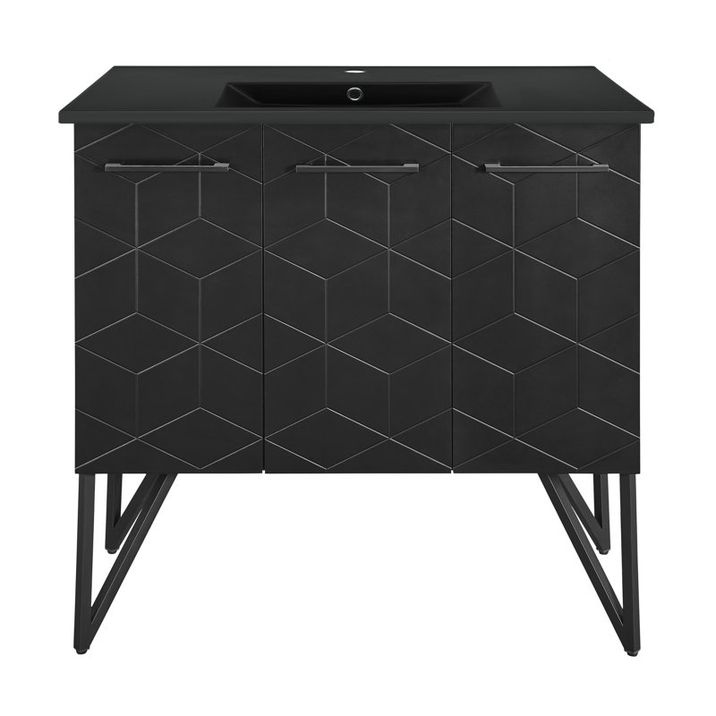 36 po Meuble-lavabo noir Phantom