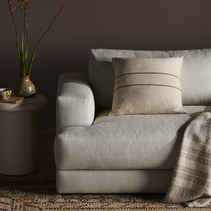 Handwoven Beige and Brown Cotton Square Pillow
