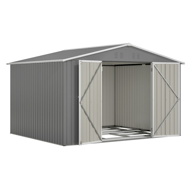 Remise de rangement pour outils 10 x 8 pi avec fondation en métal et portes verrouillables