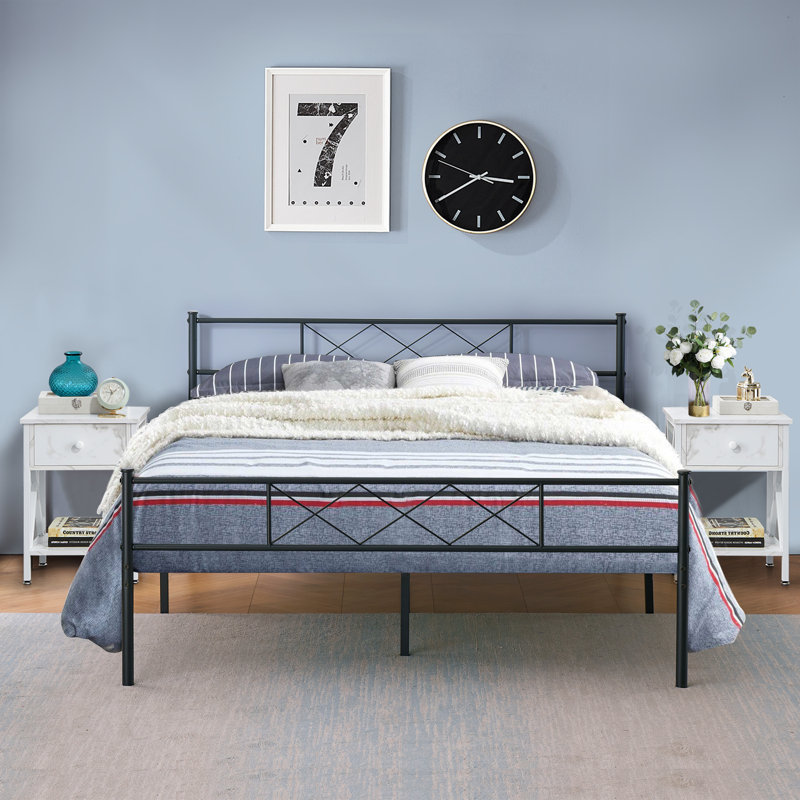 Kempst Steel Piece Bedroom Set, Full, White