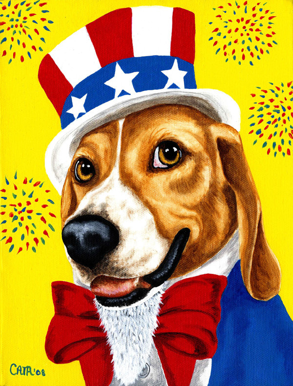 Drapeau de jardin à 2 côtés pour les états-unis d’oncle sam beagle, H 15 po x l 11 po