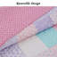Ensemble de courtepointe réversible standard rose, bleu et mauve en coton à contexture de 180 fils Angelina-1000501532